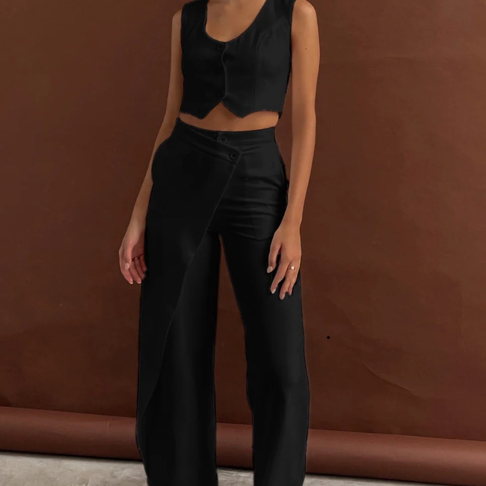 Commense Elegant Women's Solid Black Asymmetrical… - image 1